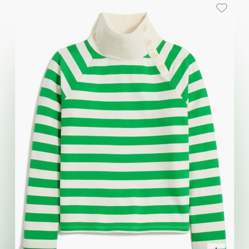 J‎ Crew Women's Plus Size Green Striped Sweatshirt Cotton 2X